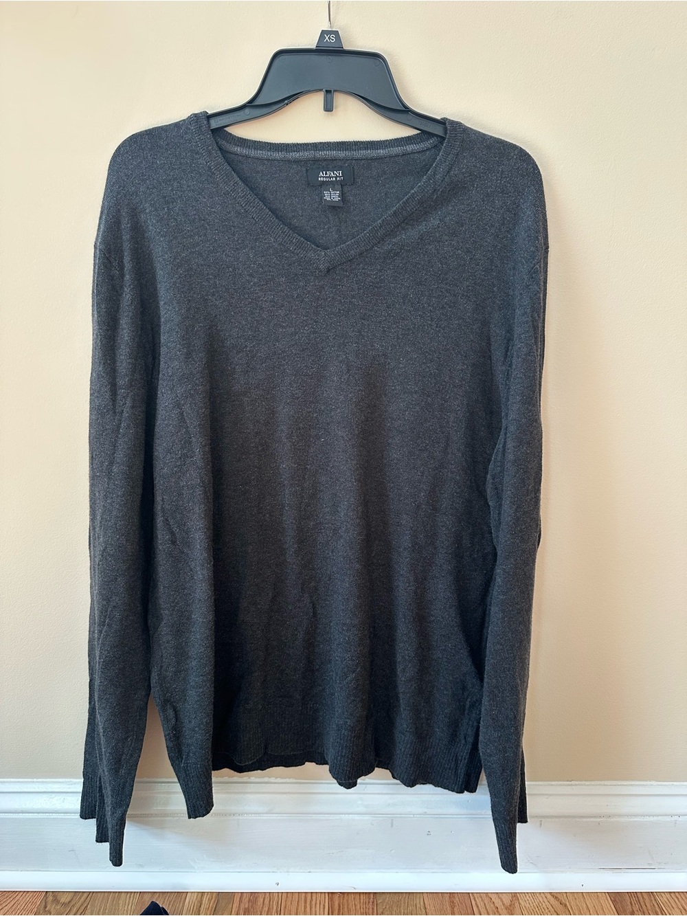 Alfani Men’s Dark Charcoal V-Neck Sweater- Large
